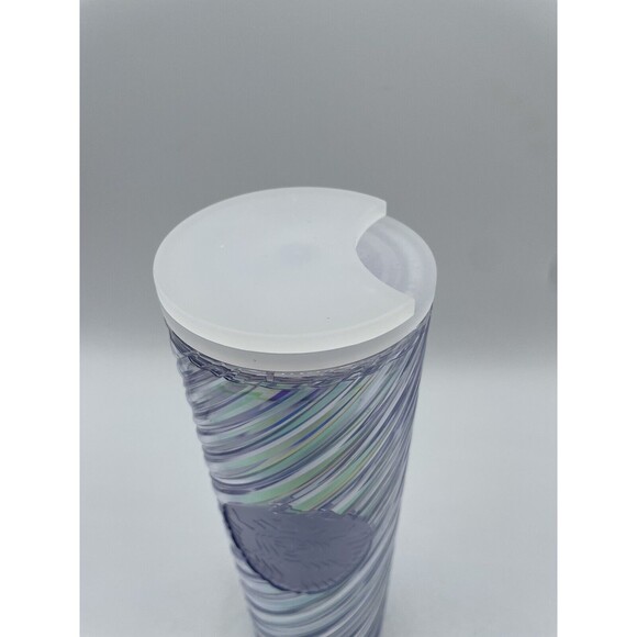 Starbucks Silver Iridescent Swirl 16 Oz Travel Mug Tumbler 2022 Bs241 - Picture 10 of 16